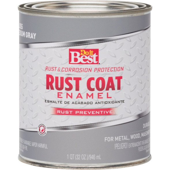 Do it Best Rust Coat Oil-Based Gloss Enamel, Medium Gray, 1 Qt. 203571D 771937