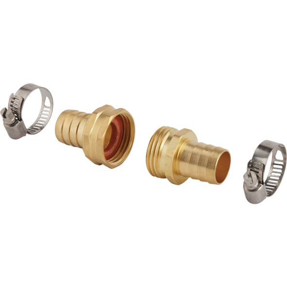 Best Garden 3/4 In. Brass Hose End Hose Mender GB9412-3/4+GB9411-3/4