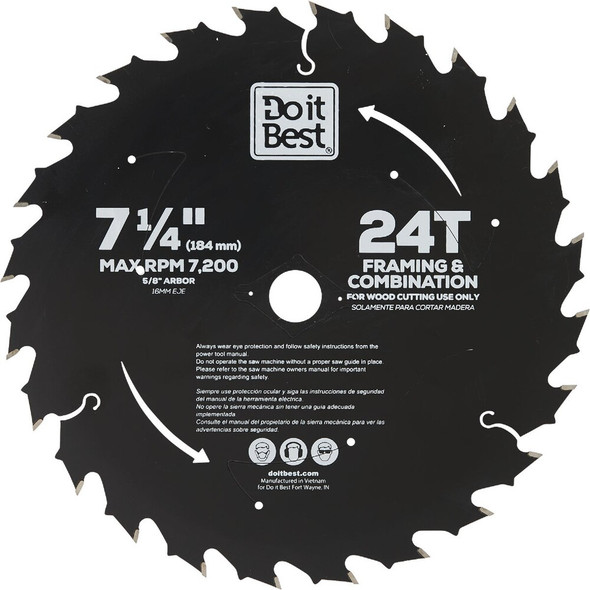 Do it Best 7-1-4 In. 24-Tooth Framing & Combination Circular Saw Blade QJDIB-CS-004 385891