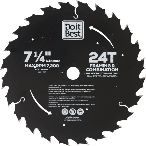 Do it Best 7-1/4 In. 24-Tooth Framing & Combination Circular Saw Blade