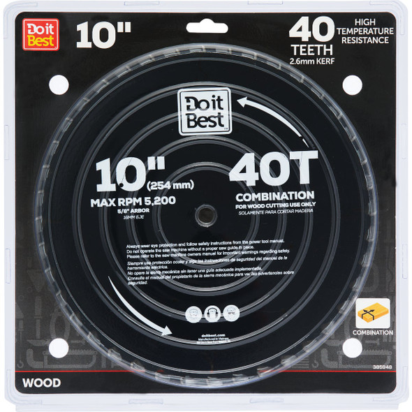 Do it Best 10 In. 40-Tooth Combination Circular Saw Blade QJDIB-CS-014