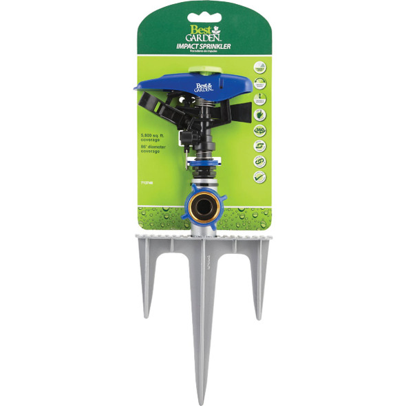 Best Garden Poly & Metal 5800 Sq. Ft. Triple Spike Impulse Sprinkler JR0740 713740