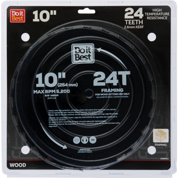 Do it Best 10 In. 24-Tooth Framing Circular Saw Blade QJDIB-CS-013