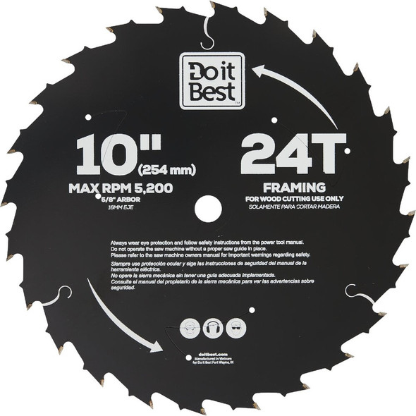 Do it Best 10 In. 24-Tooth Framing Circular Saw Blade QJDIB-CS-013 346543
