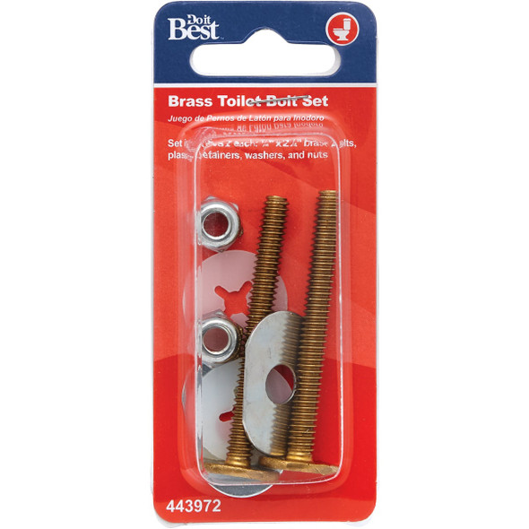 Do it Best 1/4 In. Brass Toilet Bolt Set