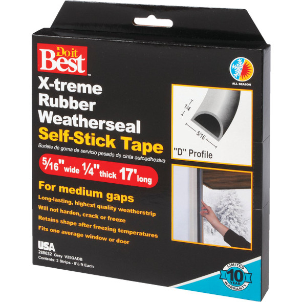 Do it Best 17 Ft. 5/16 In. Grey Rubber Weatherstrip