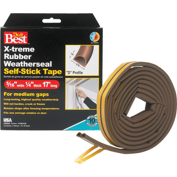 Do it Best 17 Ft. 5/16 In. Brown Rubber Weatherstrip V25BADB