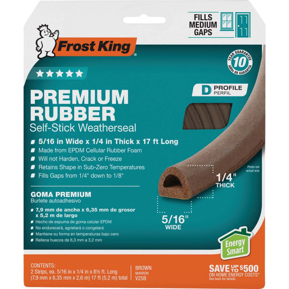 Frost King 17 Ft. x 5/16 In. Brown Rubber Weatherstrip V25BA
