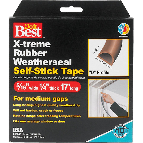 Do it Best 17 Ft. 5/16 In. Brown Rubber Weatherstrip