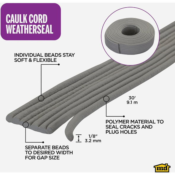 M-D 30' Gray Weatherstrip 71522 271225