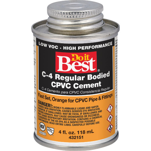 Do it Best 4 Oz. Regular Bodied Orange CPVC Cement 18706-24