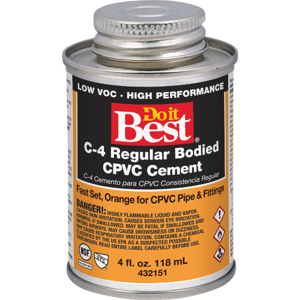 Do it Best 8 Oz. Regular Bodied Orange CPVC Cement 18714-24