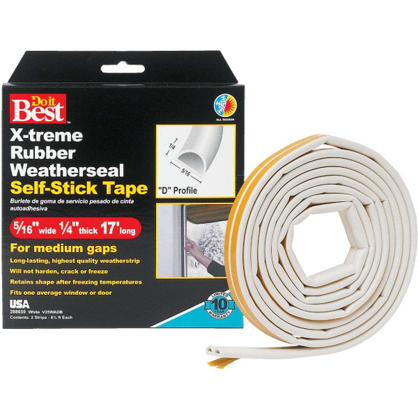 Do it Best 17 Ft. 5/16 In. White Rubber Weatherstrip V25WADB
