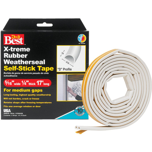 Do it Best 17 Ft. 5/16 In. White Rubber Weatherstrip V25WADB