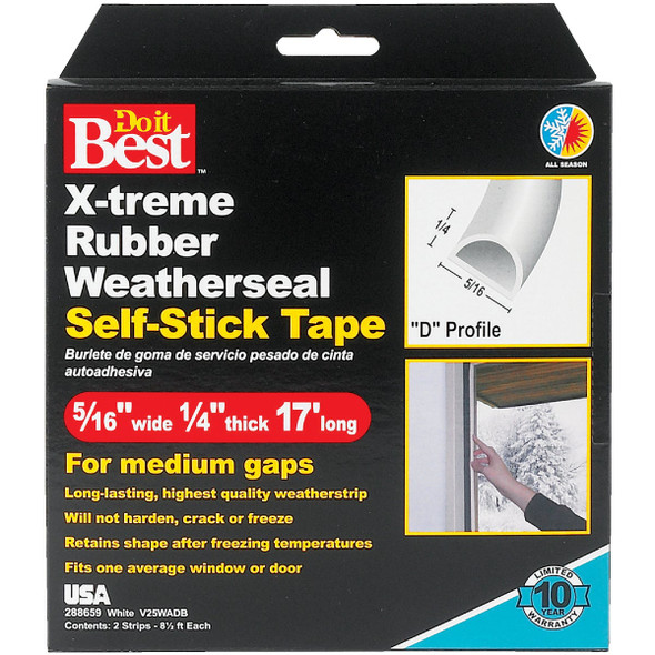 Do it Best 17 Ft. 5/16 In. White Rubber Weatherstrip