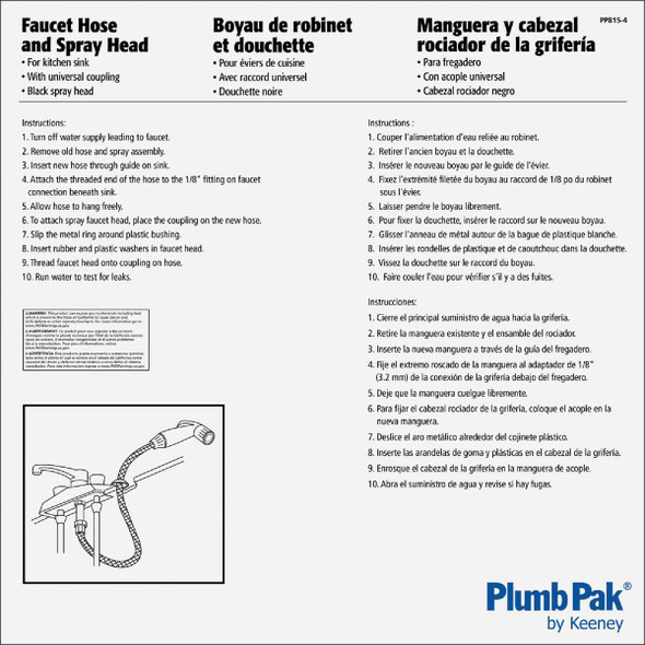 Plumb Pak 48 In. Black Replacement Sprayer & Hose Assembly Plumb Pak 48 In. Black Replacement Sprayer & Hose Assembly