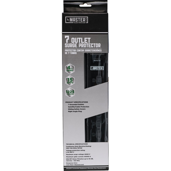 Do it Best 7-Outlet 1085J Black Multimedia with Coax Cable Surge Protector Strip