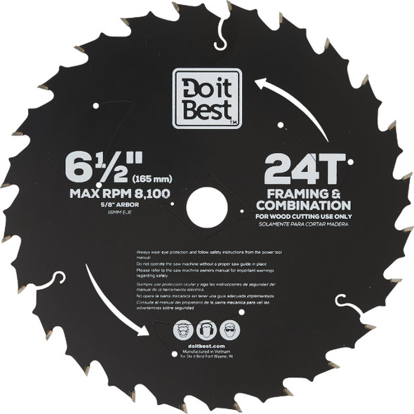 Do it Best 6-1/2 In. 24-Tooth Framing & Combination Circular Saw Blade