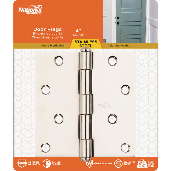 National Hardware 4 In. Square Stainless Steel Door Hinge