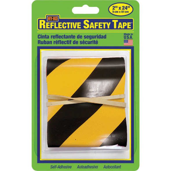 Hy-Ko 2 In. W. x 24 In. L. Yellow & Black Stripe Reflective Safety Tape TAPE-1