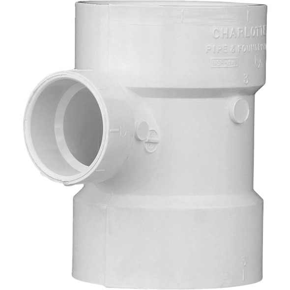 Charlotte Pipe 3 In. x 1-1/2 In. Reducing Sanitary PVC Tee PVC 00401  1200HA