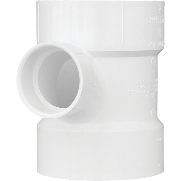 Charlotte Pipe 4 In. x 2 In. Reducing Sanitary PVC Tee PVC 00401  1800HA
