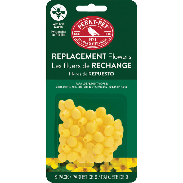 Perky-Pet Plastic Yellow Replacement Hummingbird Feeder Flower (9-Pack) 202FB
