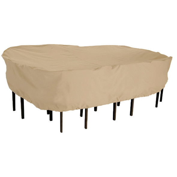 Classic Accessories 82 In. W. x 23 In. H. x 108 In. L. Tan Poly/PVC Table Cover Classic Accessories 82 In. W. x 23 In. H. x 108 In. L. Tan Poly/PVC Table Cover
