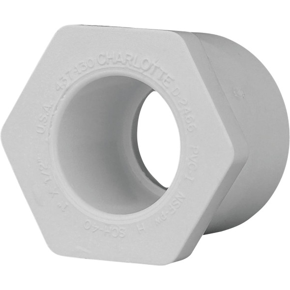 Charlotte Pipe 1 In. SPG x 1/2 In. Slip Schedule 40 PVC Bushing Charlotte Pipe 1 In. SPG x 1/2 In. Slip Schedule 40 PVC Bushing