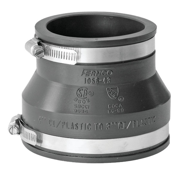 Fernco 4 In. x 3 In. Flexible PVC Coupling P1056-43 Fernco 4 In. x 3 In. Flexible PVC Coupling P1056-43