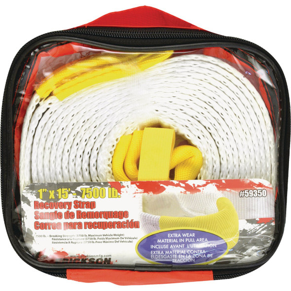 Erickson 1 In. x 15 Ft. 3750 Lb. Polyester Recovery Tow Strap, White Erickson 1 In. x 15 Ft. 3750 Lb. Polyester Recovery Tow Strap, White