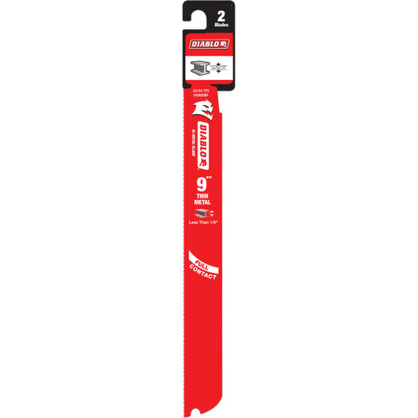 Diablo  9 In. 20-24 TPI Bi-Metal Thin Metal Reciprocating Saw Blade (2-Pack) DS0920BF2 300968