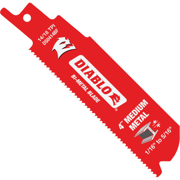 Diablo  4 In. 14/18 TPI Bi-Metal Medium Metal Reciprocating Saw Blade (5-Pack)
