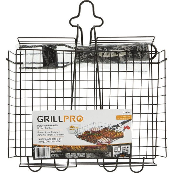 GrillPro Deluxe 9.5 In. W. x 12 In. L. Steel Broiler Grill Basket 24876 826758