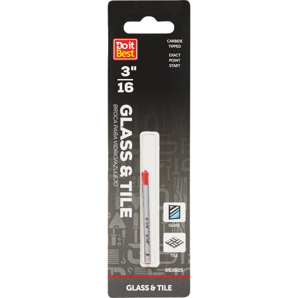 Do it Best 3/16 In. x 2-1/4 In. Carbide Glass & Tile Drill Bit QJDIB-GT-002