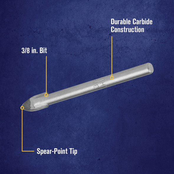 Irwin 3/8 In. x 6-1/4 In. Carbide Glass & Tile Drill Bit