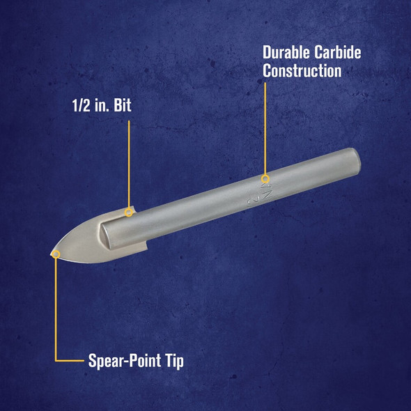 Irwin 1-2 In. x 6-1-4 In. Carbide Glass & Tile Drill Bit 50532 320646