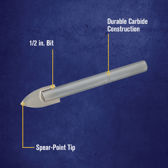 Irwin 1/2 In. x 6-1/4 In. Carbide Glass & Tile Drill Bit