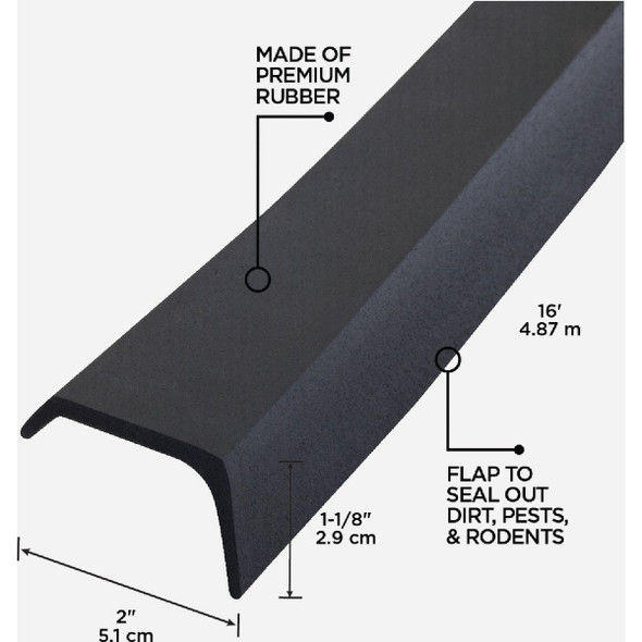 M-D Building Products 16 Ft. Black Rubber Garage Door Bottom Seal