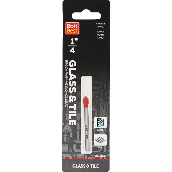 Do it Best 1/4 In. x 2-1/4 In. Carbide Glass & Tile Drill Bit QJDIB-GT-003