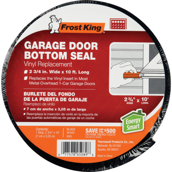 Frost King 2-3/4 In. x 10 Ft. Black Vinyl Bottom Garage Door Seal RV9