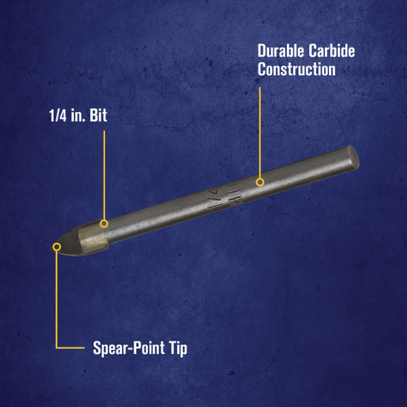Irwin 1/4 In. x 6-1/4 In. Carbide Glass & Tile Drill Bit