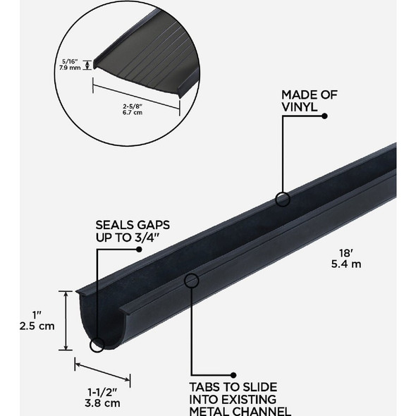 M-D Building Products 18 Ft. Black Vinyl Replacement Garage Door Bottom Seal 08462 271985