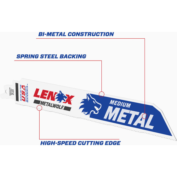 Lenox METALWOLF WAVE EDGE 9 In. 18 TPI Medium Metal Reciprocating Saw Blade (2-Pack)