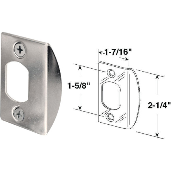 Defender Security Chrome 1-3/4 In. Lip Strike Plate E 2234