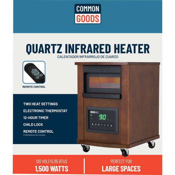 Home Impressions 1500W 120V Quartz Heater with Woodgrain Cabinet GD9315BCW-J 467553