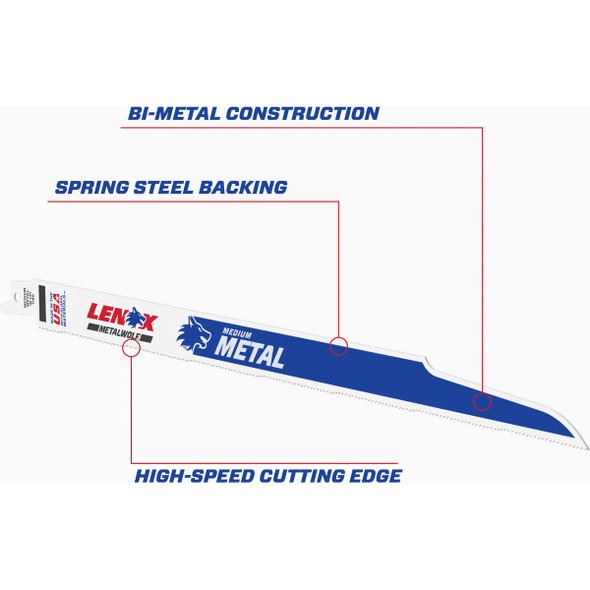 Lenox METALWOLF WAVE EDGE 12 In. 18 TPI Medium Metal Reciprocating Saw Blade (5-Pack)