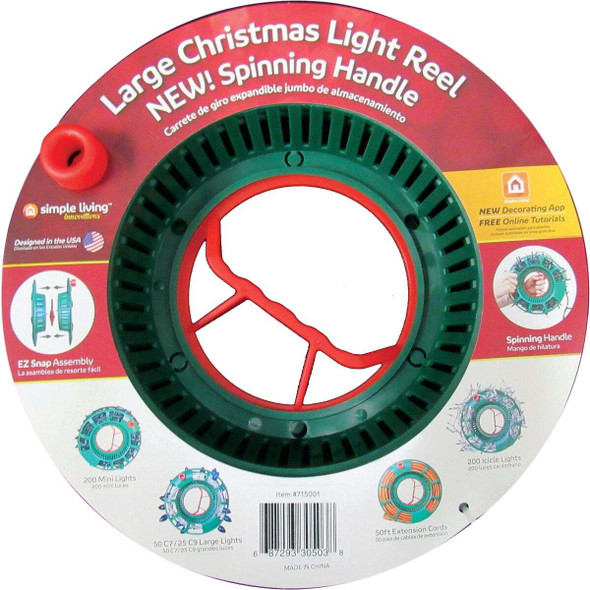 Simple Living Solutions Large Green Plastic Light Set Storage Reel 715001