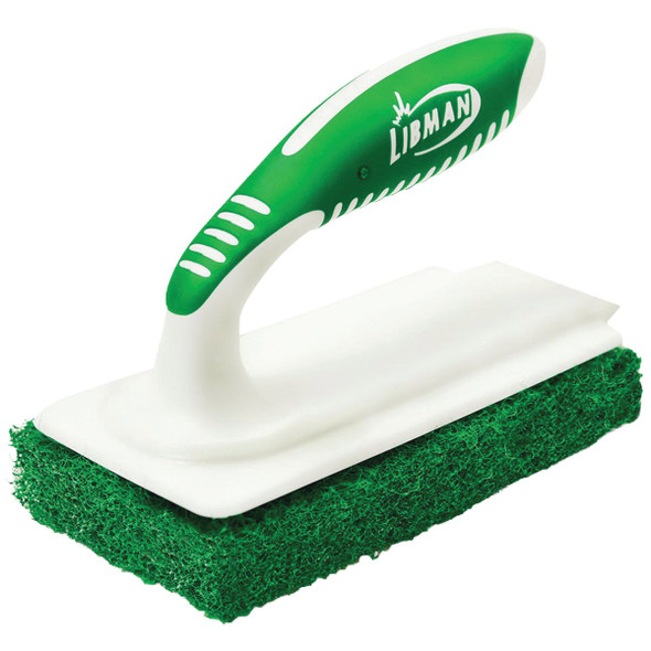 Libman Abrasive Grout, Tile, Tub Green Scrubber with Handle 1161