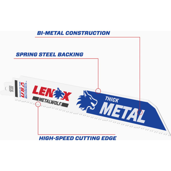 Lenox METALWOLF WAVE EDGE 9 In. 10 TPI Medium Metal Reciprocating Saw Blade (2-Pack)